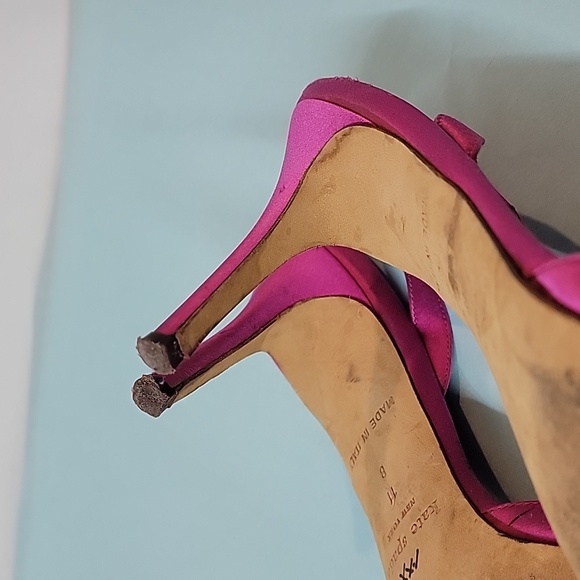 KATE SPADE New York Fushia Satin Jeweled Bow High Heel Slingback Shoes Size 11 - Picture 12 of 15